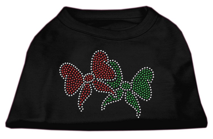 Christmas Bows Rhinestone Shirt Black XS